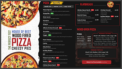 Wood fire pizza menu boards template