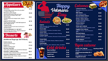 veterans day menu