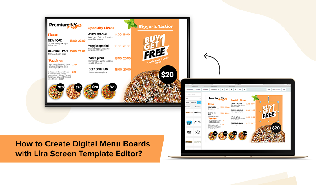 premium NY pizzas digital menu template