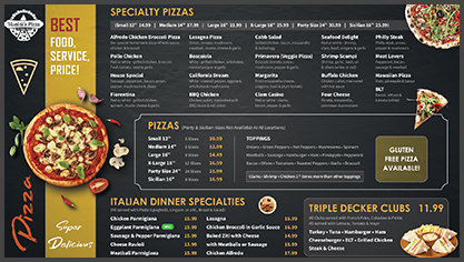 pizza menu templates