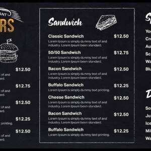 burger chalk board menu