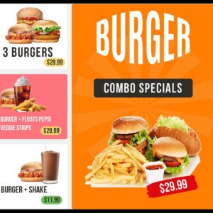 burger combo menu design