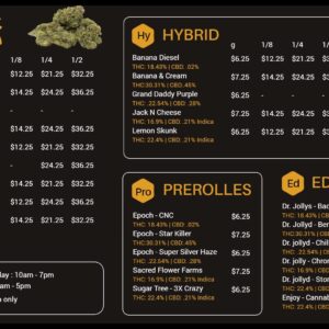 cannabis store menu template