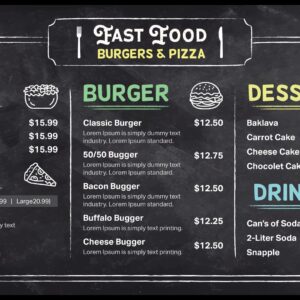 chalk board fast food menu boards