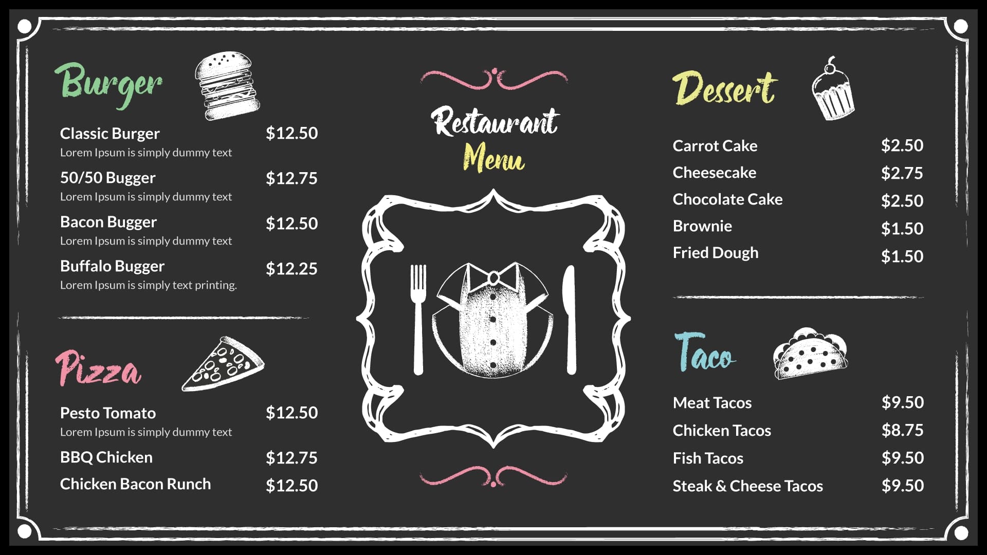 chalkboard digital menu boards