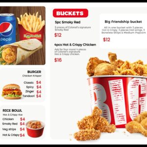 chicken bucket tv display menu