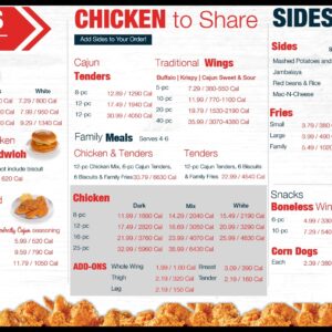 chicken sides menu display