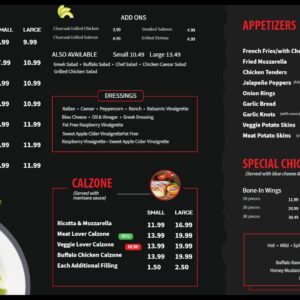 chicken wings special menu