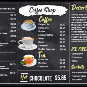 coffee chalkboard tv menu