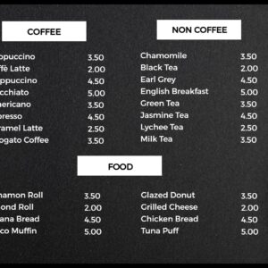 coffee menu templates