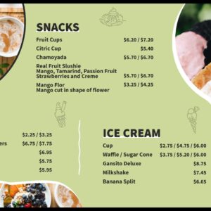 ice cream shop menu idea