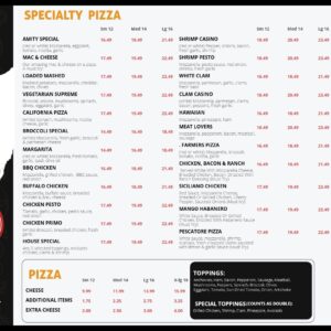 special pizza menu display screen