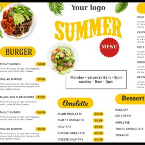 summer cafe menu design template