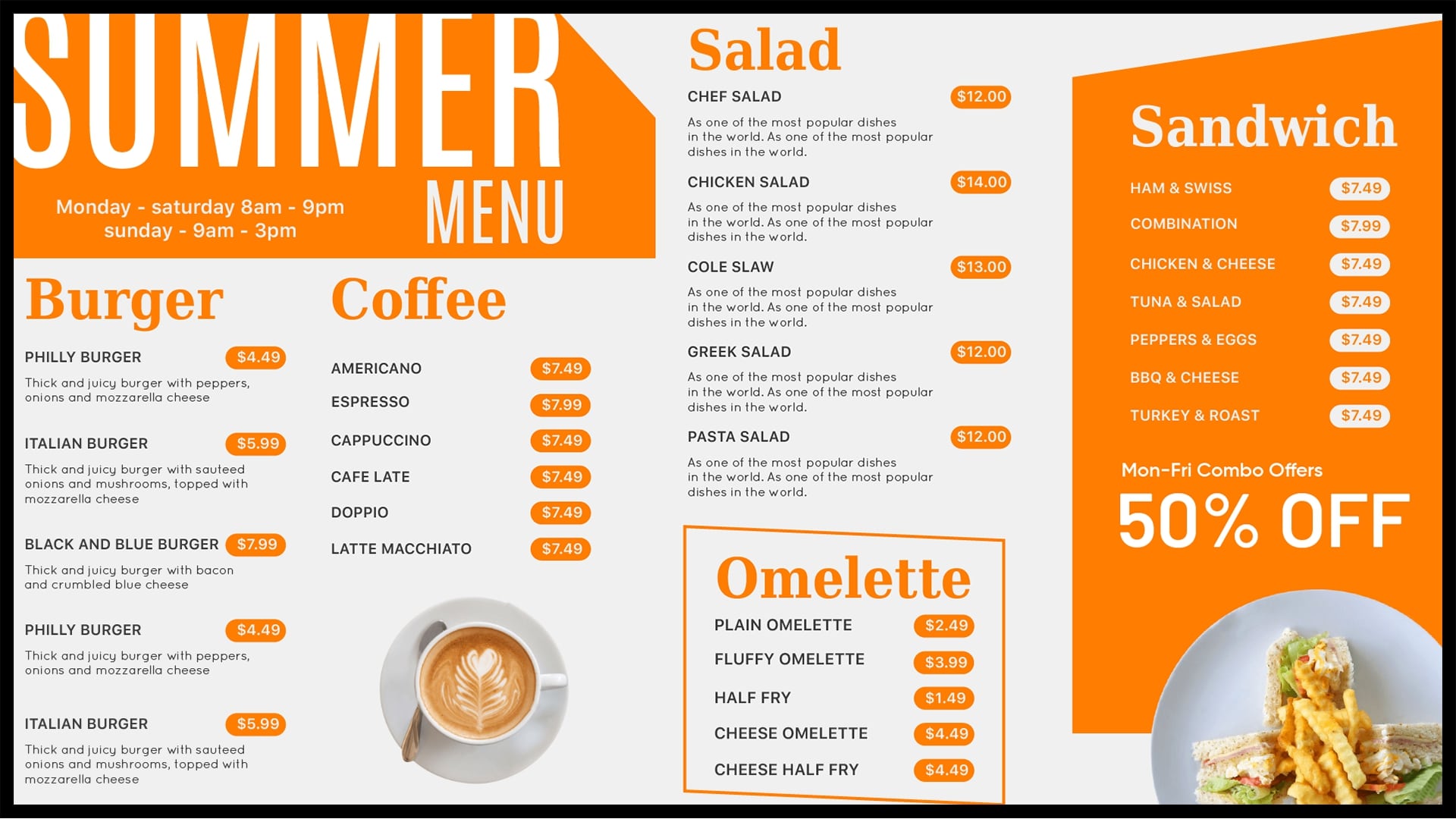 summer menu digital signage