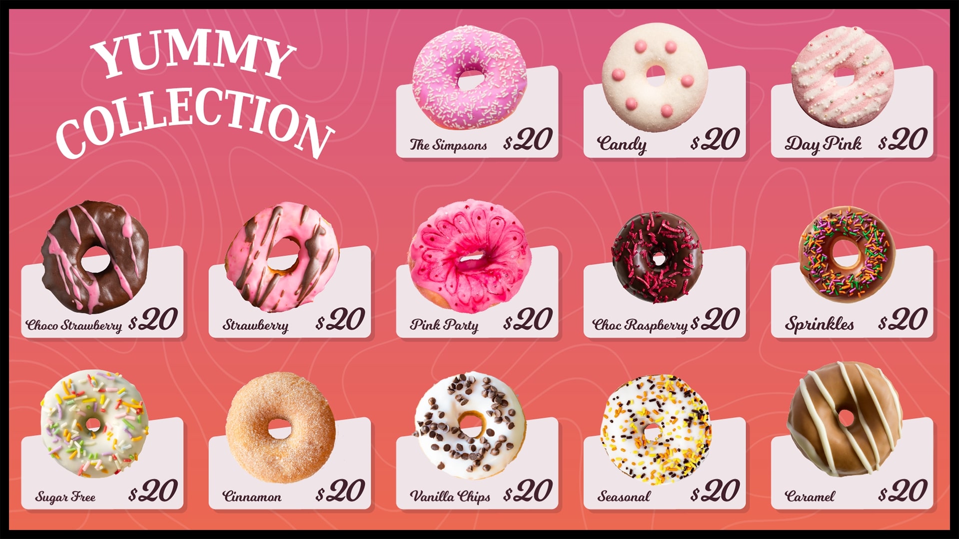 yummy donuts menu design