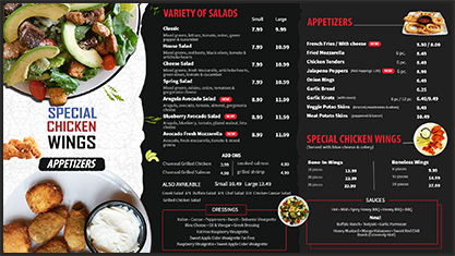 chicken wings menu design