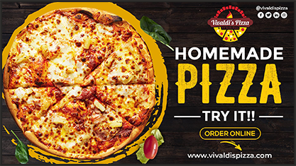 vivaldis pizza promotion on display