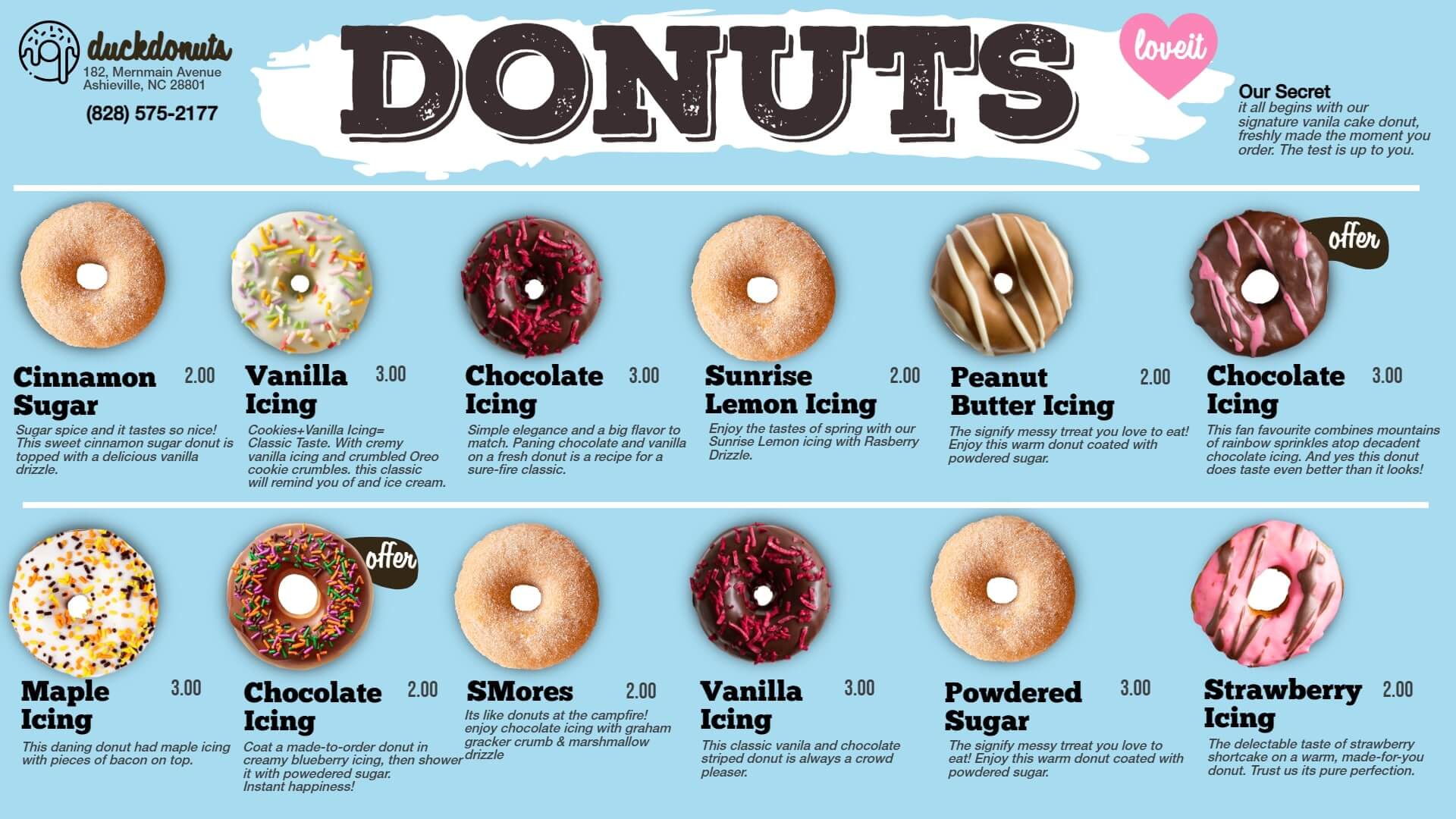 duckdonuts menu templates