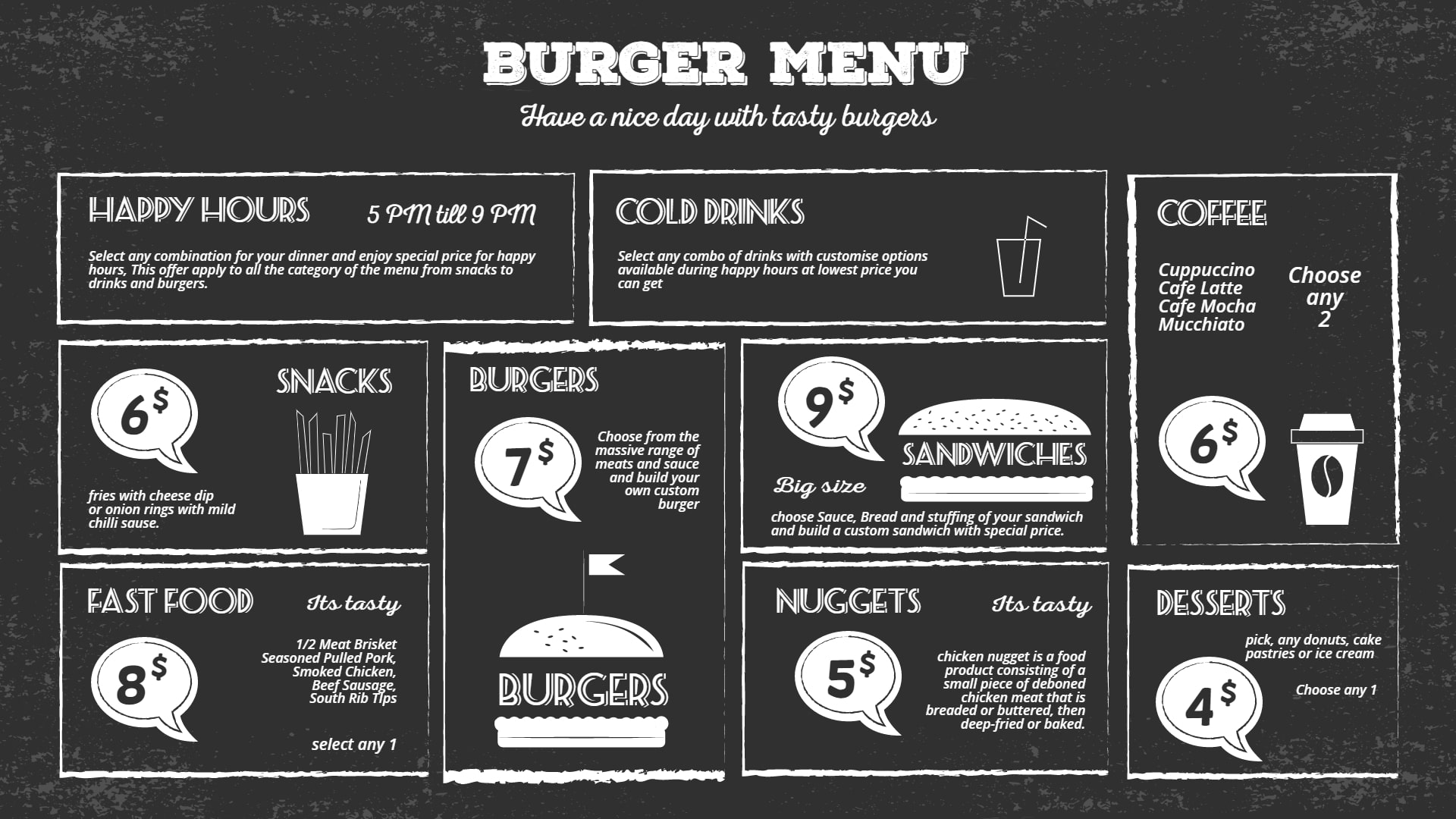 Burger menu digital board