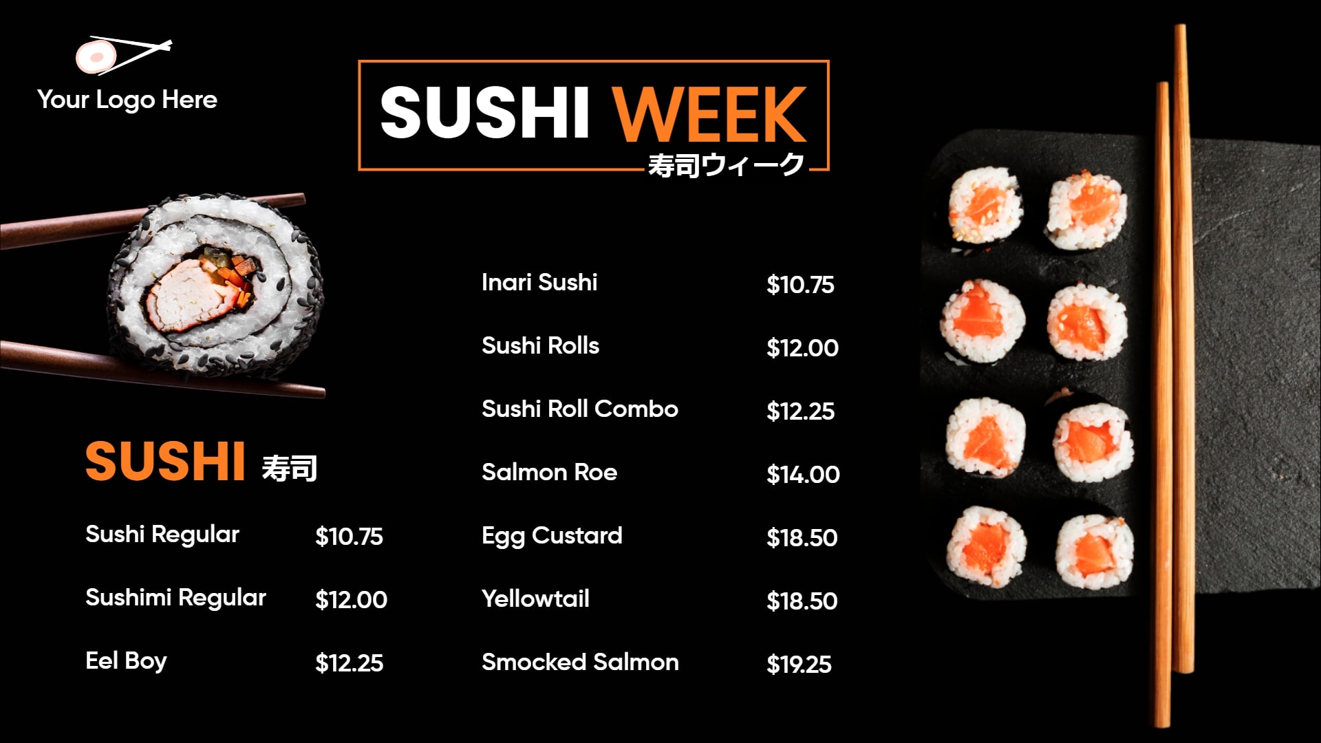 Sushi menu with logo templates