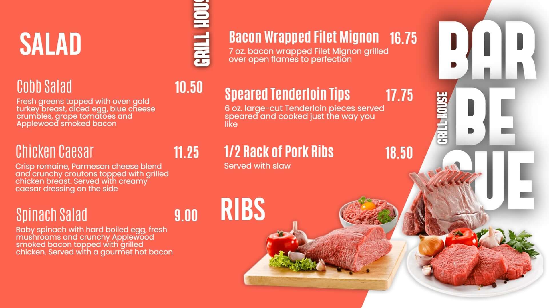 beef restaurant menu design