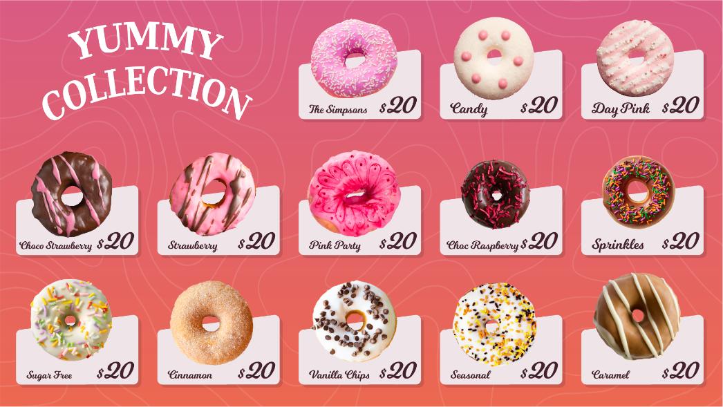 donuts tv screen menu