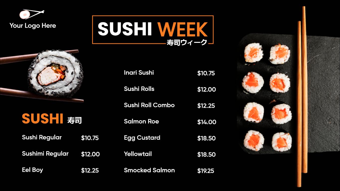 sushi tv screen signage