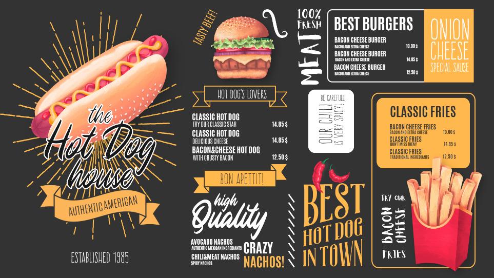 best burger display tv screen menu