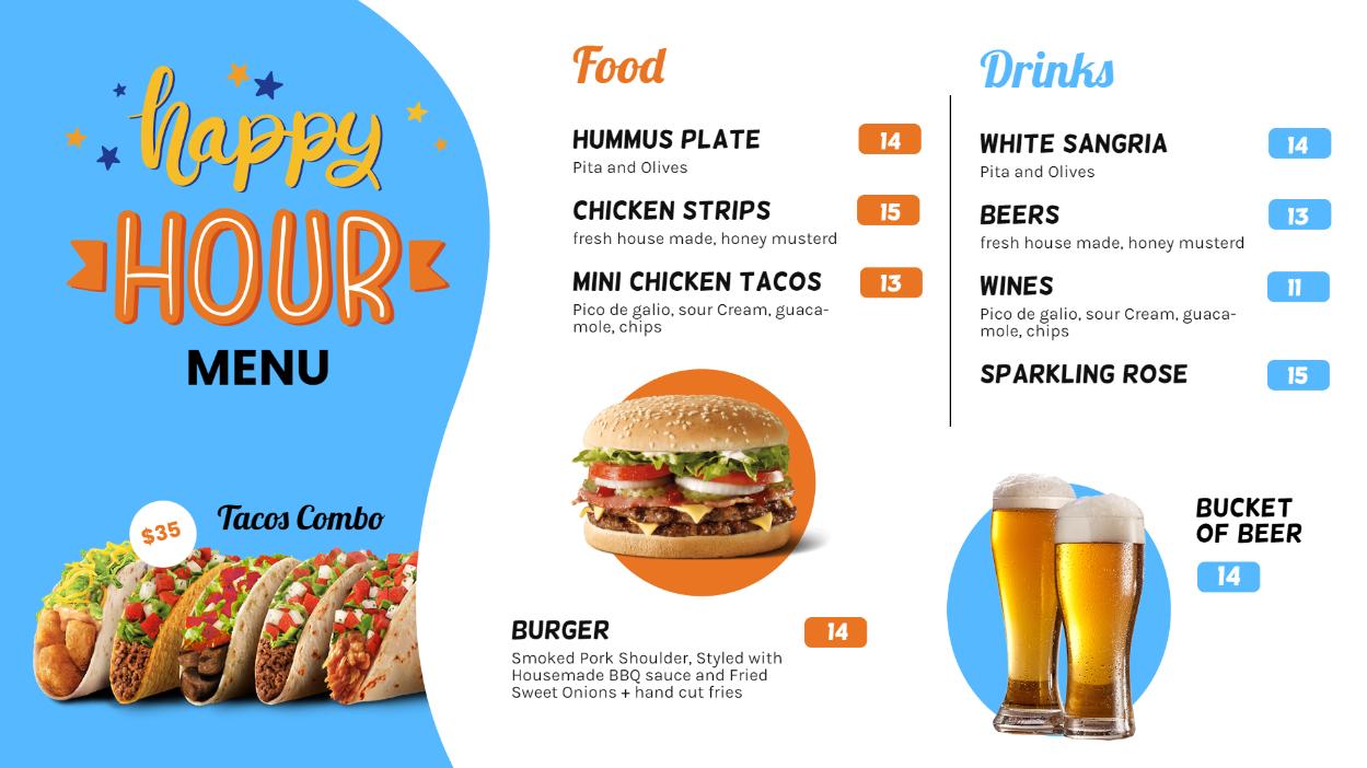 happy hours with free burger template