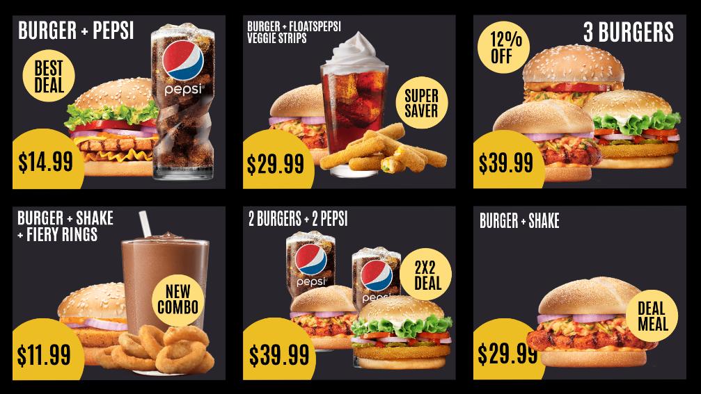 pepsi and burger combo menu template