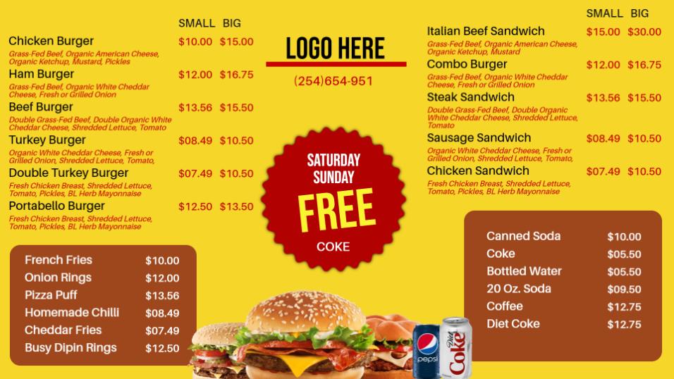 simple detail burger menu display