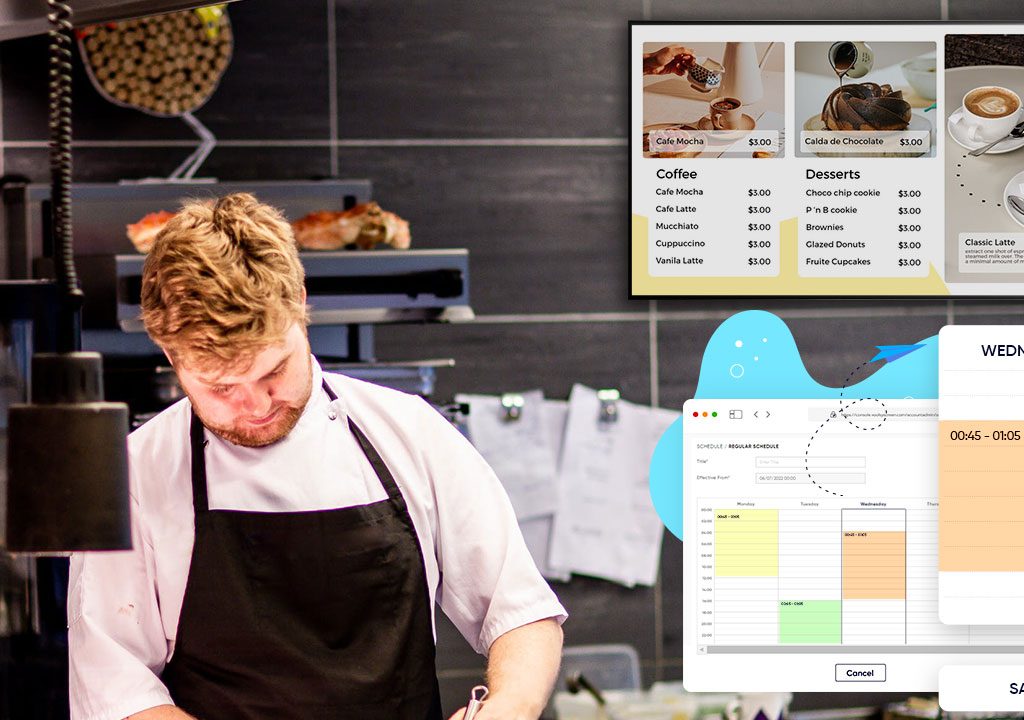 schedule your restaurant menu on tv screen