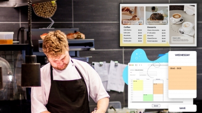 schedule your restaurant menu on tv screen