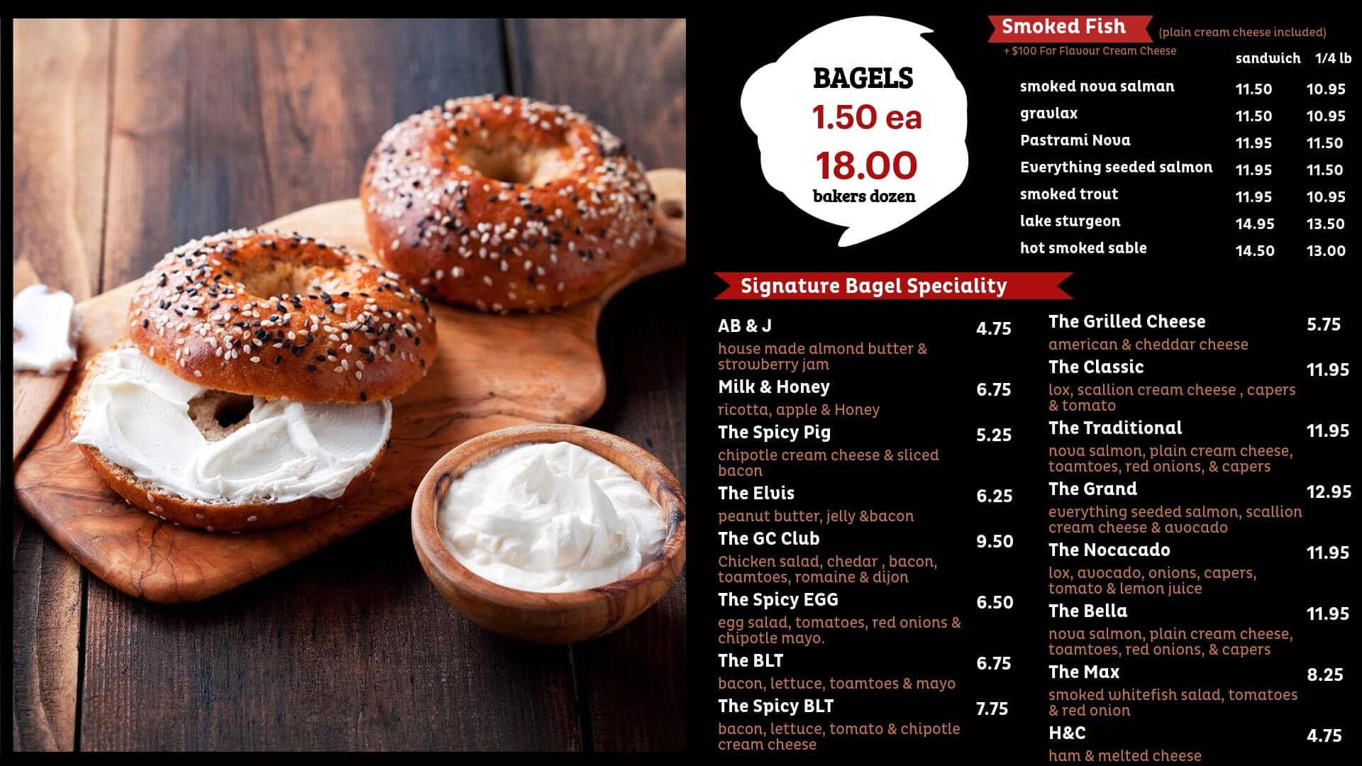 bagel tv screen menu